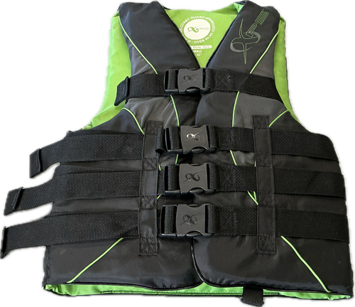 Vist Large View of Product Image Which is Used Adult PFD Black And Green XS