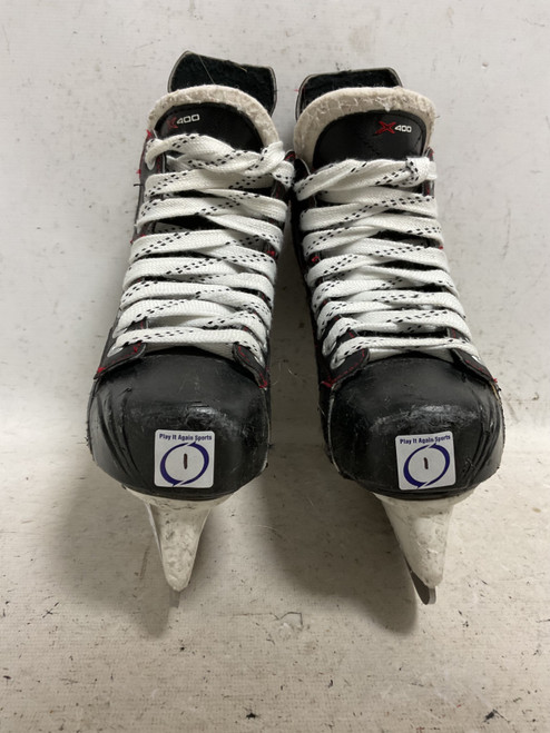 Vist Large View of Product Image Which is Used Bauer VAPOR X400 Junior Hockey Skate White/Black/Red Junior 01