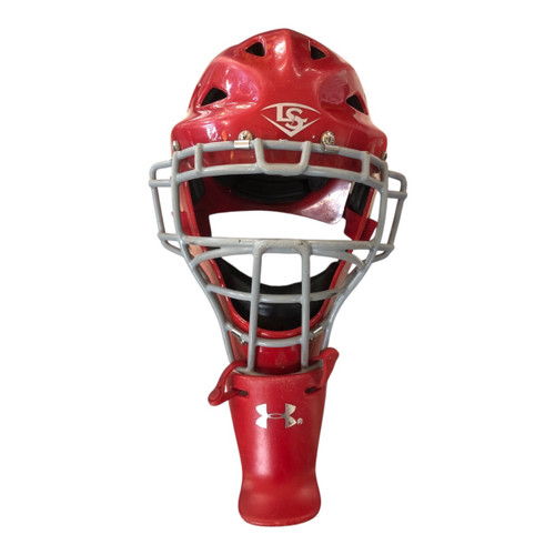 Vist Large View of Product Image Which is Used Louisville Slugger YOUTH CATCHERS HELMET Catchers Helmet w/Mask Red One Size