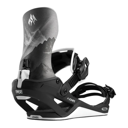 Vist Large View of Product Image Which is New Jones Mercury FASE 2027 Snowboard Bindings Black/Silver- Size LG