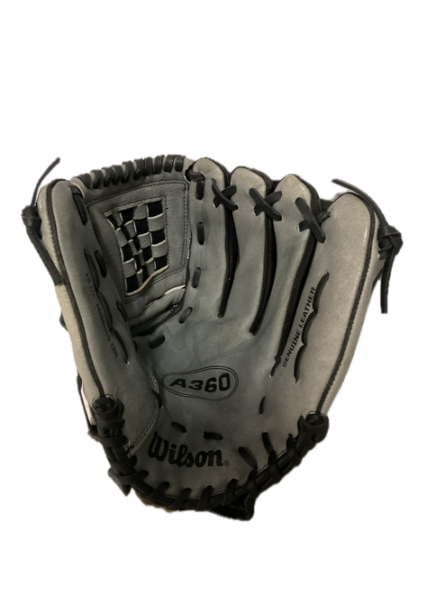 Vist Large View of Product Image Which is Used Wilson A360 BB/SB Glove RH Throw Black 12 1/2"
