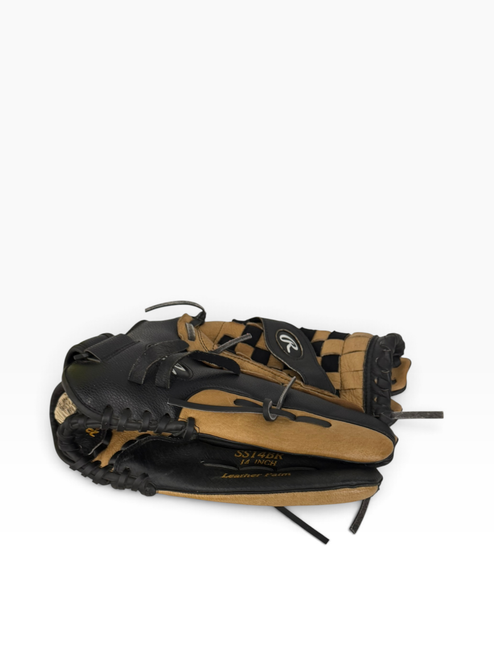 Vist Large View of Product Image Which is Used Rawlings SS14BR BB/SB Glove RH Throw Black 14"