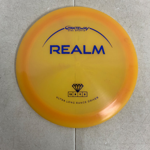 Vist Large View of Product Image Which is Used Gateway DIAMOND REALM Disc Golf Driver Yellow 164g