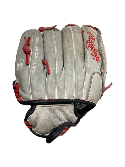 Vist Large View of Product Image Which is Used Rawlings TROUT BB/SB Glove RH Throw Grey 11"