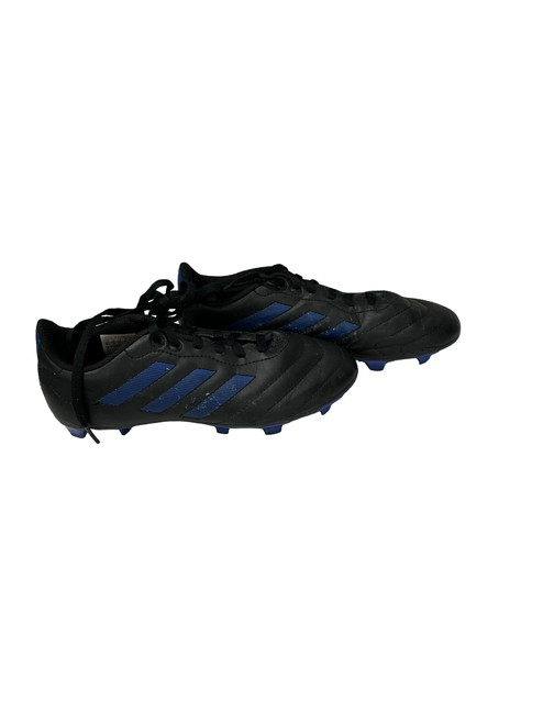 Vist Large View of Product Image Which is Used Adidas Soccer Cleats Black And Royal Blue Junior 03.5
