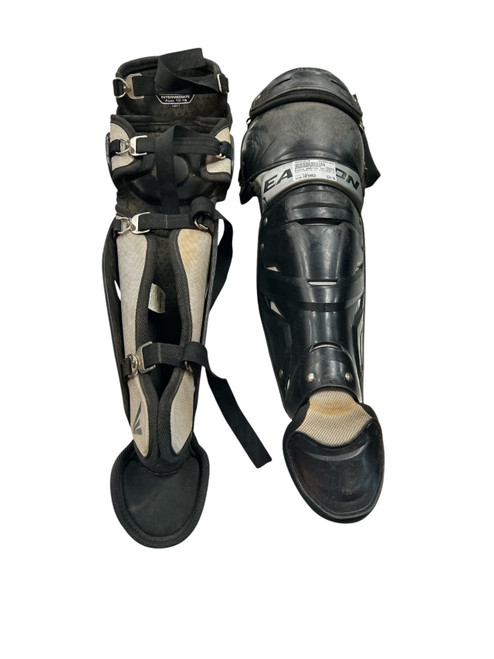 Vist Large View of Product Image Which is Used Easton GAMETIME INT SHIN GUARDS 12-15 Catchers Leg Guards Black Intermed