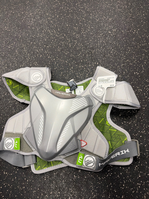 Vist Large View of Product Image Which is Used Maverik MX EKG SHOULDER PAD NOCSAE Lacrosse Shoulder Pads Grey MD