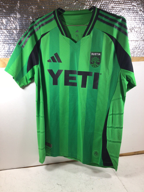 Vist Large View of Product Image Which is NEW Adidas AUSTIN FC BUKARI JERSEY Soccer Top Adt Green LG