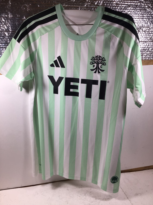 Vist Large View of Product Image Which is NEW Adidas AUSTIN FC SOCCER JERSEY Soccer Top Adt Green MD