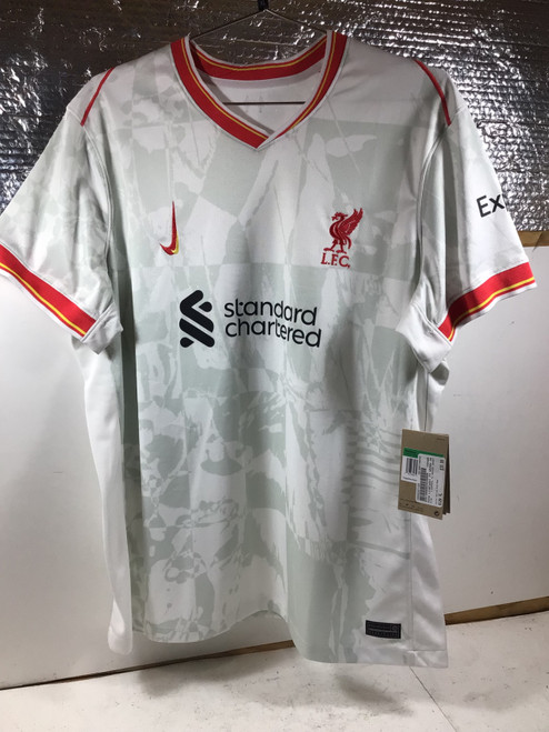 Vist Large View of Product Image Which is NEW Nike LIVERPOOL FC WOMENS SOCCER JERSEY Soccer Top Adt White And Red XL