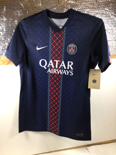 Vist Large View of Product Image Which is NEW Nike PSG SOCCER JERSEY Soccer Top Yth Navy Blue LG