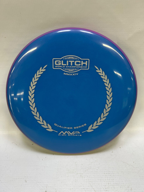 Vist Large View of Product Image Which is Used MVP GLITCH WORLD CHAMP 154G Disc Golf Mid Range Royal Blue 154g
