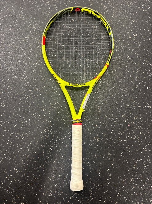 Vist Large View of Product Image Which is Used Head GRAPHENE XT EXTREME MPA Adult Tennis Racquet Yellow 4 3/8"