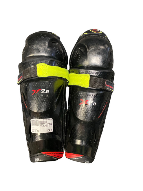 Vist Large View of Product Image Which is Used Bauer VAPOR X2.9 SHIN GUARDS Intermediate Shin Guards Black 11"