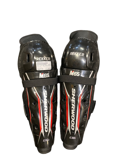 Vist Large View of Product Image Which is Used Sher-wood M65 SHIN GUARDS Senior Shin Guards Black 14"