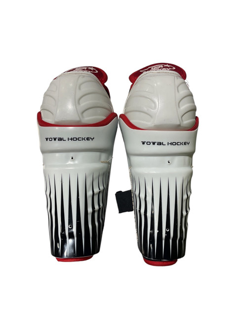 Vist Large View of Product Image Which is Used USA Hockey TOTAL HOCKEY Youth Shin Guards White 10"