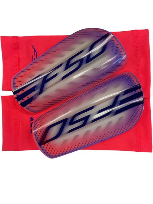 Vist Large View of Product Image Which is Used Adidas F50 Soccer Shin Guards Junior Pink SM