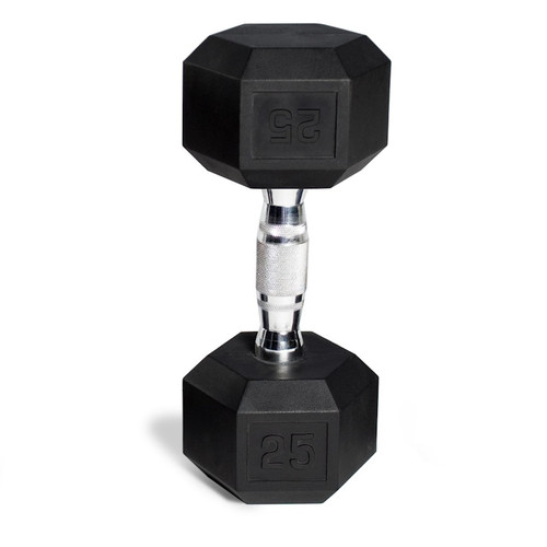 Vist Large View of Product Image Which is CAP RUBBER COATED HEX DUMBBELL 25LB SDR025