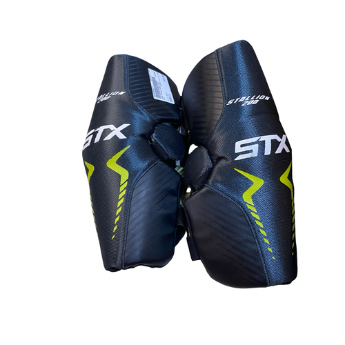 Vist Large View of Product Image Which is Used STX STALLION 200 Lacrosse Arm Pads/Guards Black LG