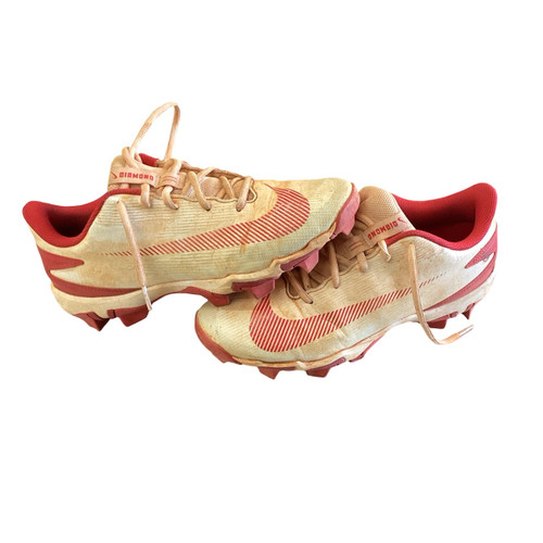 Vist Large View of Product Image Which is Used Nike DIAMOND BB/SB Cleats White And Red Senior 8.5