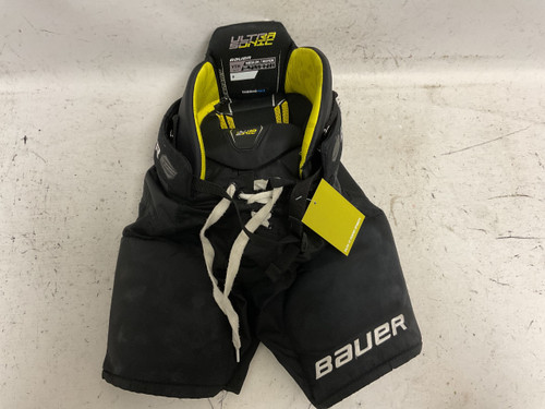 Vist Large View of Product Image Which is Used Bauer SUPREME ULTRA SONIC Youth Pant Black And Optic Yellow MD