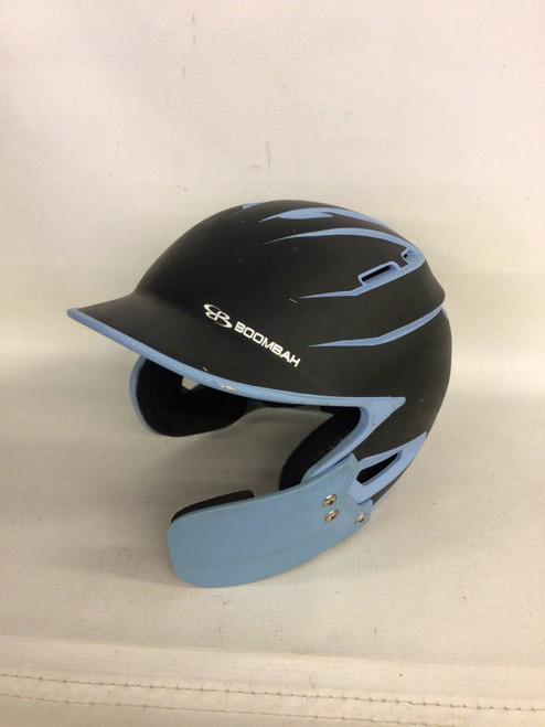 Vist Large View of Product Image Which is Used BoomBah DEFCON SR Batting Helmet No Mask Black And Carolina Blue One Size