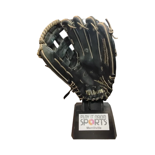 Vist Large View of Product Image Which is Used Wilson A2101 BB/SB Glove RH Throw Black 12"