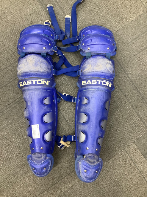 Vist Large View of Product Image Which is Used Easton BLUE SHIN Catchers Leg Guards Royal Blue Adult