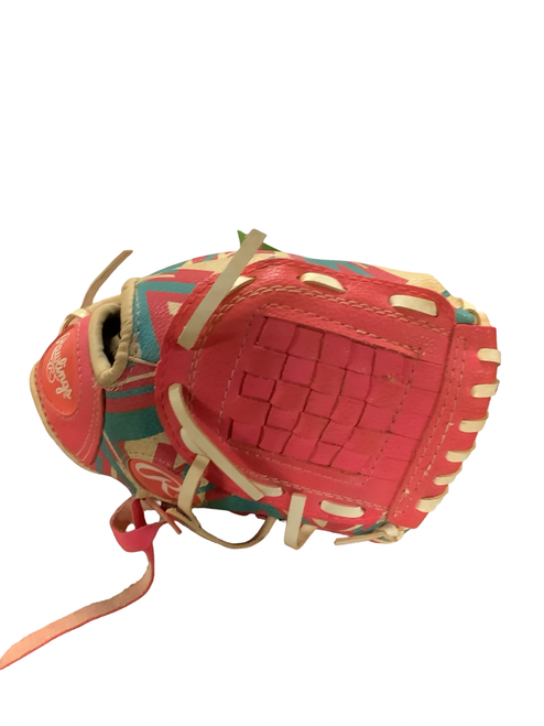 Vist Large View of Product Image Which is Used Rawlings REMIX BB/SB Glove RH Throw Pink 9"