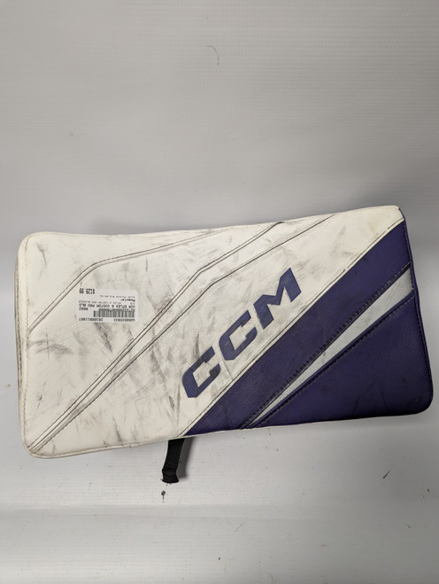 Vist Large View of Product Image Which is Used CCM EFLEX 6 CUSTOM PRO BLOCKER Senior Goalie Blocker Purple And White