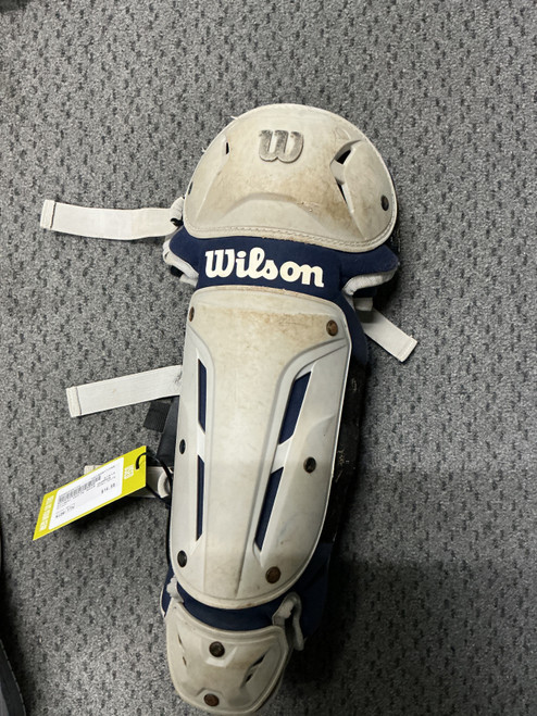 Vist Large View of Product Image Which is Used Wilson WHITE Catchers Leg Guards White Youth