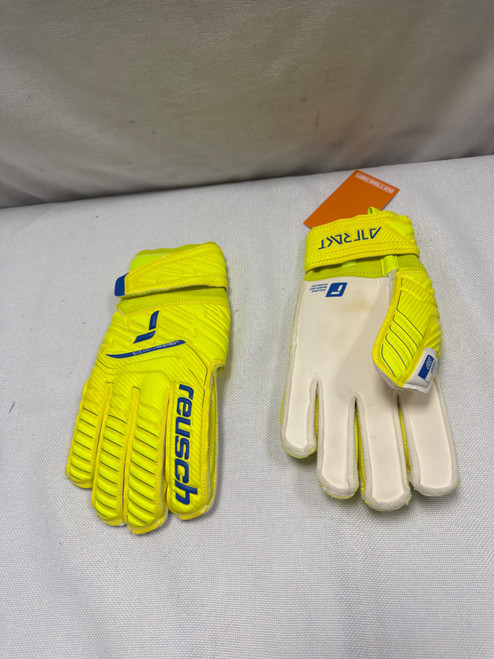 Vist Large View of Product Image Which is Used Reusch ATTRAKT Soccer Goalie Gloves Yellow 10