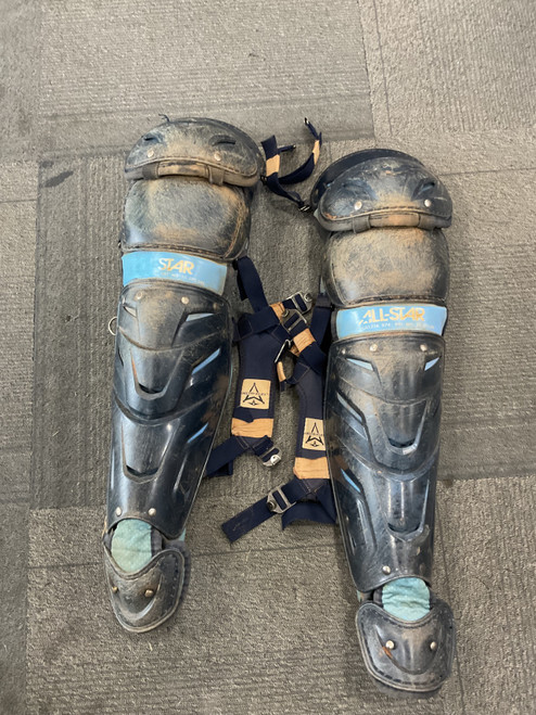 Vist Large View of Product Image Which is Used All-Star SHINGUARDS Catchers Leg Guards Navy Blue Intermed