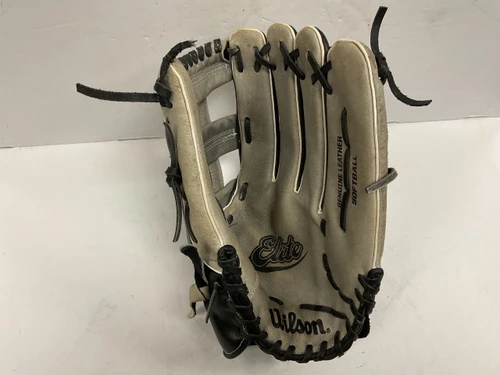 Vist Large View of Product Image Which is Used Wilson Elite A2444 Slowpitch Glove RH Throw Black And Grey 14"