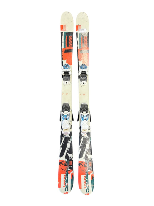 Vist Large View of Product Image Which is Used K2 JUVY TWIN TIPS Boys DH Ski/Binding White 129 cm