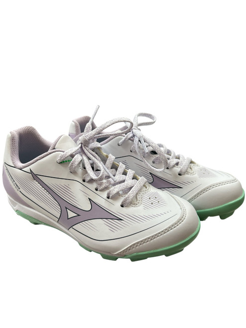 Vist Large View of Product Image Which is Used Mizuno SOFTBALL CLEATS 2.5 BB/SB Cleats Purple And White Junior 02.5