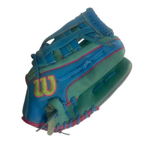 Vist Large View of Product Image Which is Used Wilson A700 BB/SB Glove RH Throw Teal 12"