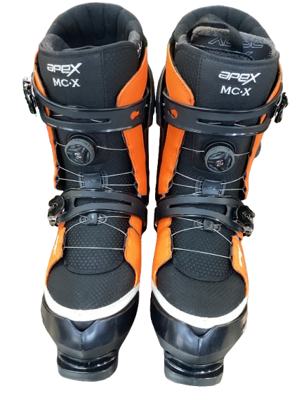 Vist Large View of Product Image Which is Used APEX MC2 Mens DH Ski Boot Black And Orange 300 MP - M12