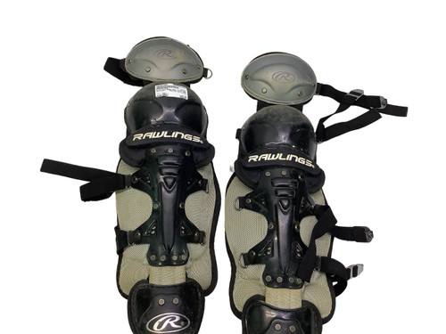 Vist Large View of Product Image Which is Used Rawlings RAWLINGS SHIN GUARDS Catchers Leg Guards Black Adult