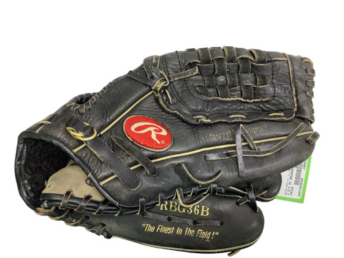 Vist Large View of Product Image Which is Used Rawlings RGB36TBR 12 1/2 INCH GLOVE BB/SB Glove RH Throw Black 12 1/2"