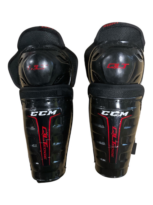 Vist Large View of Product Image Which is Used CCM QLT EDGE Youth Shin Guards Black 9"