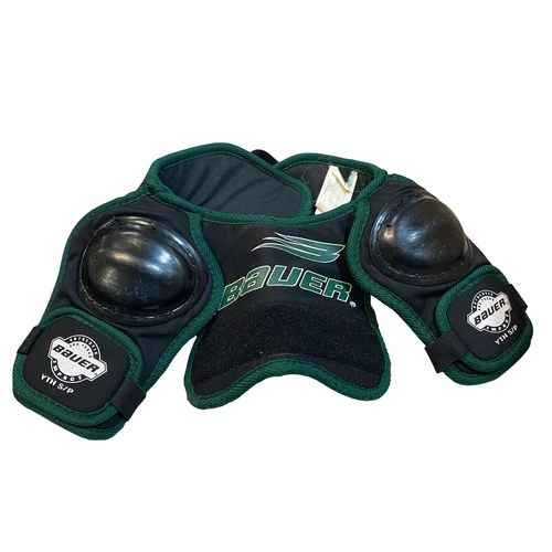 Vist Large View of Product Image Which is Used Bauer BLACK AND GREEN Youth Shoulder Pads SM