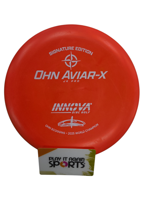Vist Large View of Product Image Which is Used Innova AVIAR-X O. SCOGGINS 2025 W CHAMP Disc Golf Putter Orange