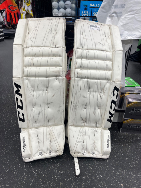 Vist Large View of Product Image Which is Used CCM EXTREME FLEX 760 Goalie Leg Pads Inter White 30"+ 1