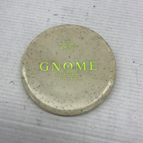 Vist Large View of Product Image Which is Used SACRED DISCS ALCHEMY BLOND GNOME Disc Golf Putter Black 173g