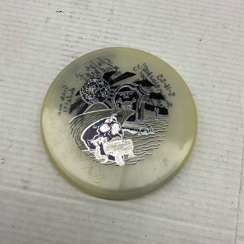 Vist Large View of Product Image Which is Used Lone Star Disc GLOW HORNY TOAD Disc Golf Putter White 174g