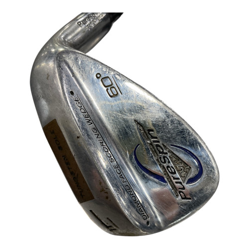 Vist Large View of Product Image Which is Used PureSpin Diamond Face Scoring Mens 60 Degree Golf Wedge Right Handed Graphite, back view