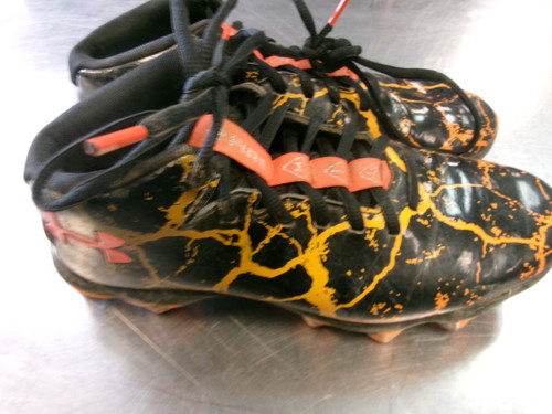 Vist Large View of Product Image Which is Used Under Armour FIRE BB/SB Cleats Orange Youth 06.0