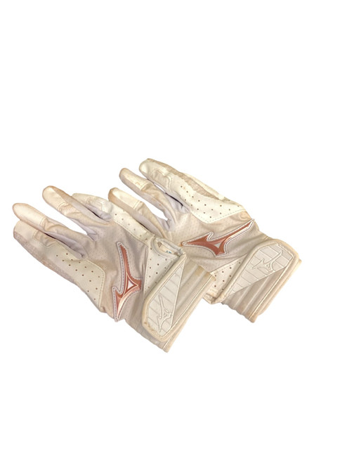 Vist Large View of Product Image Which is Used Mizuno BB/SB Batting Gloves White MD