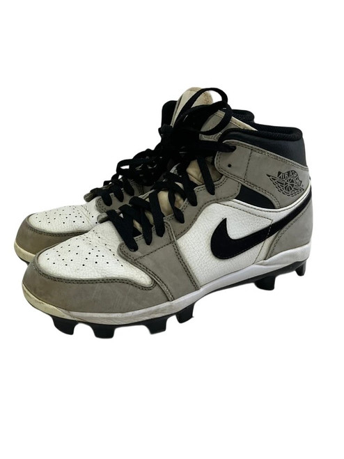Vist Large View of Product Image Which is Used Nike Jordan 1 Mid Mens 7.5 Baseball Cleats White And Grey 